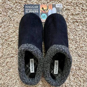Haggar Men’s Memory Foam Clogs Slippers Shoes Black, Size M (8-9)